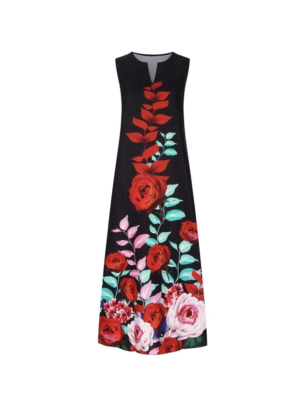 Women's Summer Maxi Dress Floral Print Long Sleeveless Size S - Picture 2 of 5
